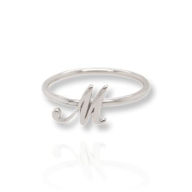 Silver Cursive Initial Ring